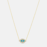 Turquoise and Pave Evil Eye Necklace