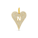 Personalized Pave Heart Letter Initial Charm Necklace
