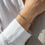 5mm Two Tone Textured Paper Clip Bracelet