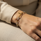 5mm Two Tone Textured Paper Clip Bracelet
