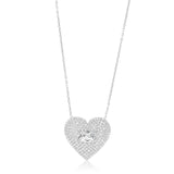 Pave Heart and Stone Necklace