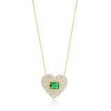 Pave Heart and Stone Necklace