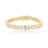 Bezel-Set Oval Tennis Statement Bracelet