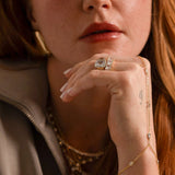 Three Stone Bezel-Set Statement Ring