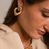 Textured Heart Drop Earrings