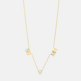 Personalized Double Initial and Heart Accent Necklace