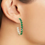 Large Bezel Set Heart Hoops