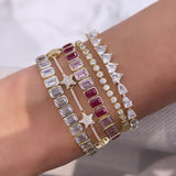 Bezel-Set Colored Emerald Tennis Bracelet