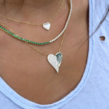 Half Pave Heart Necklace