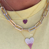 Large Pave Ombré Heart Necklace