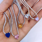Fancy Heart Gold Tennis Necklace