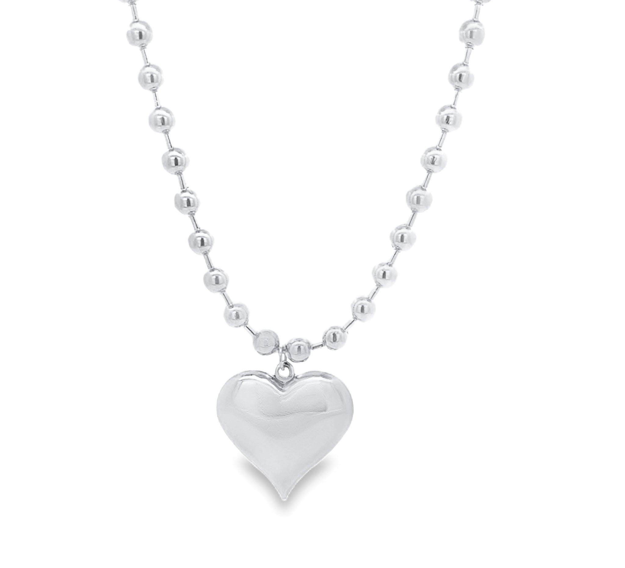 Puffy Heart Necklace on Ball Chain