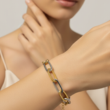 10mm Two Tone Oval Paper Clip Bracelet