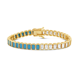 Bezel-Set Emerald Half Turquoise Tennis Bracelet