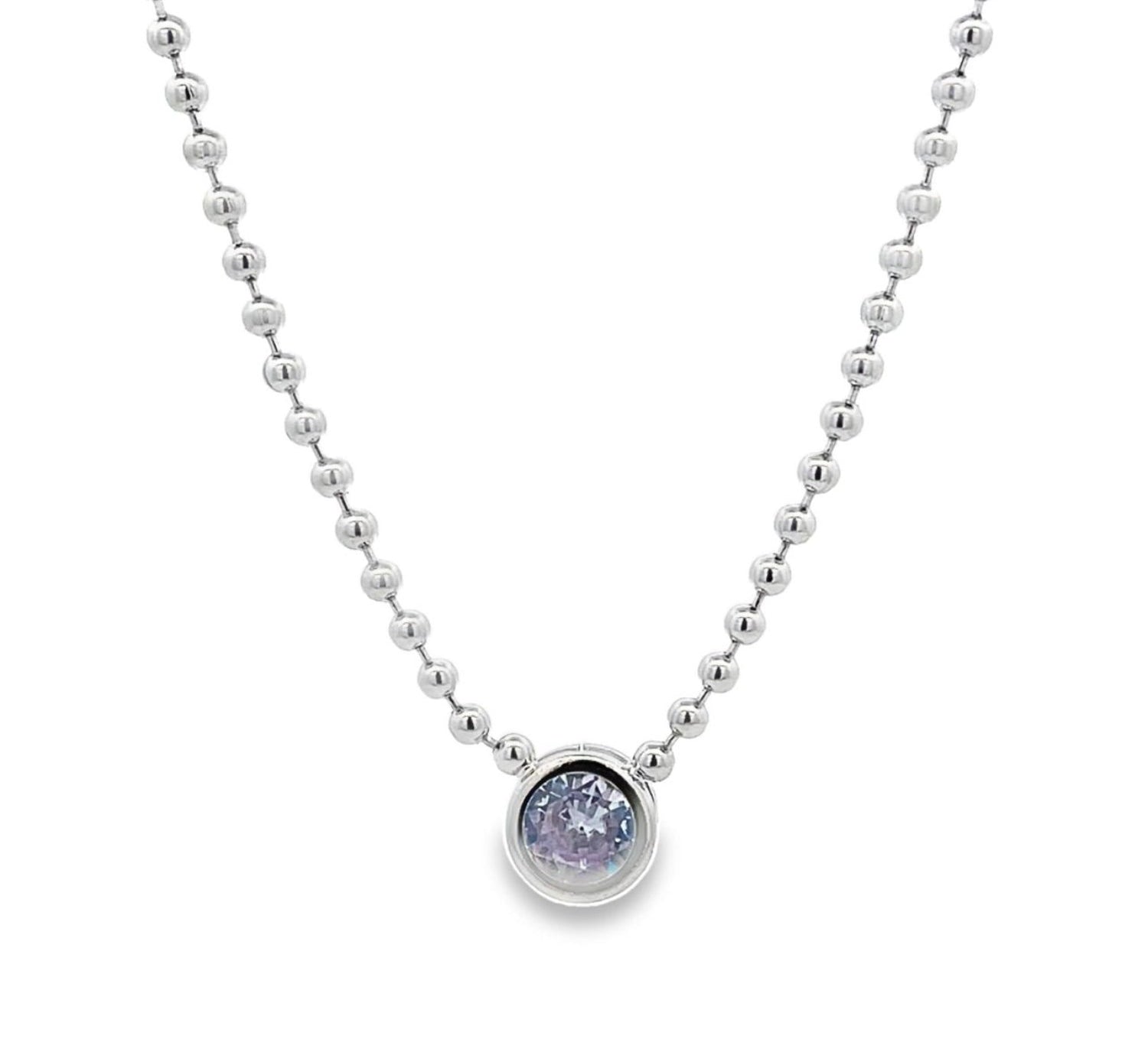 Bezel Round Pendant Ball Chain