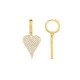Pave Heart Drop Earrings