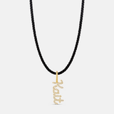 Personalized Pave Cursive Name Charm Cord Necklace