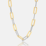 5mm Two Tone Textured Paper Clip Necklace
