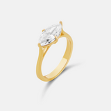 Sideways Marquis Shape Cocktail Ring