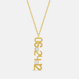 Personalized Date Charm With Fancy Heart Stones Necklace