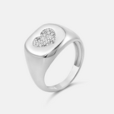 Pave Heart Signet Ring