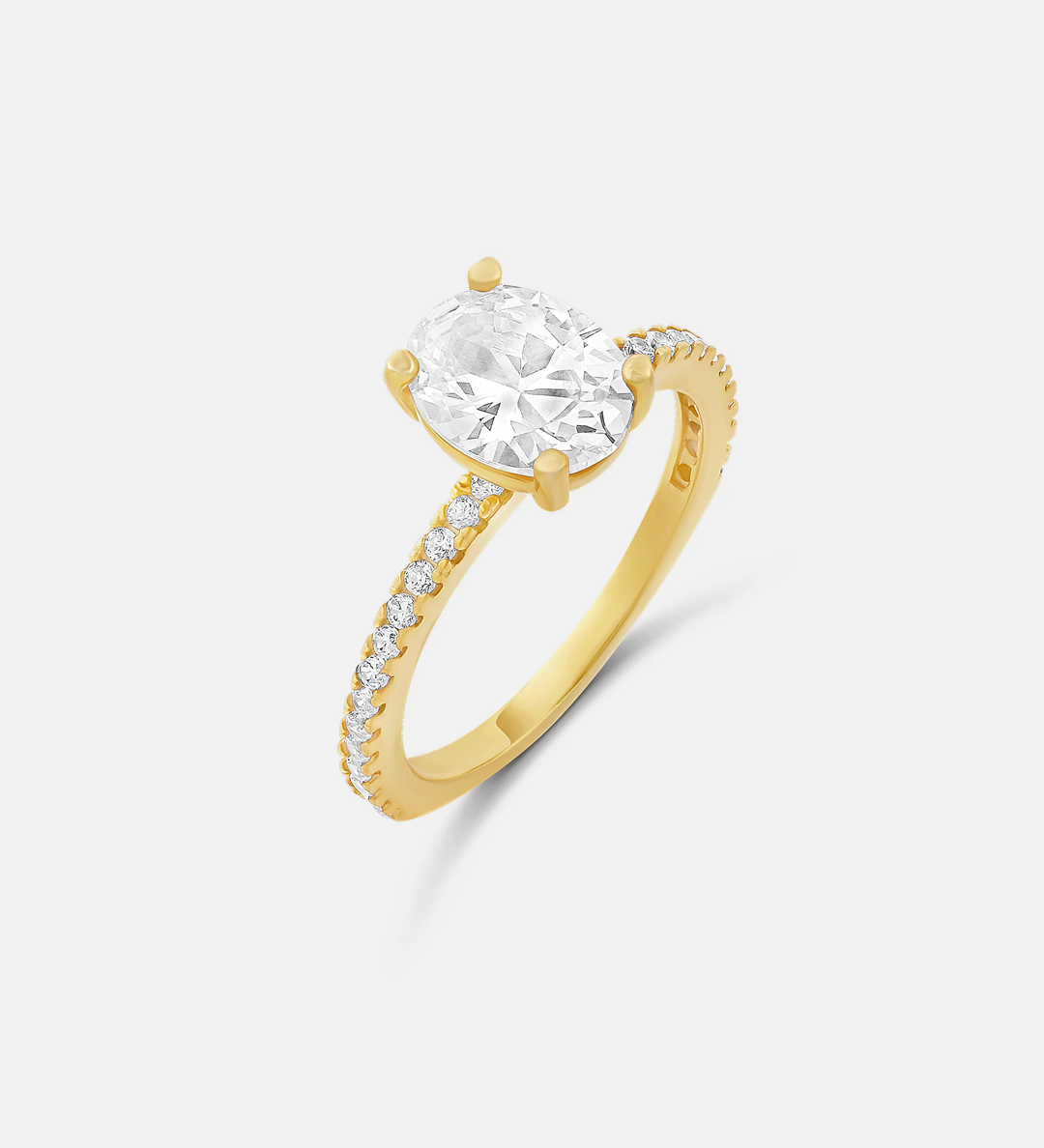 Oval Shape Stone on Pave Band