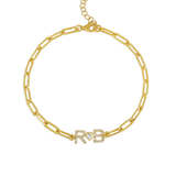 Personalized Pave Initial and Heart Bracelet