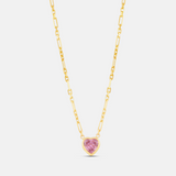 Bezel Heart Thin Paperclip Necklace