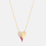 Half Pave Ombre Heart Necklace