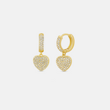 Pave Heart Dangling Earrings
