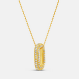 Oval Pave Charm Pendant Necklace