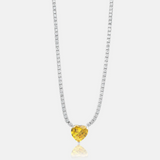 Fancy Heart Silver Heart Tennis Necklace