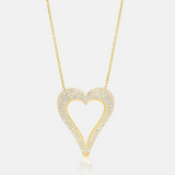 Pave Cutout Wide Heart Necklace