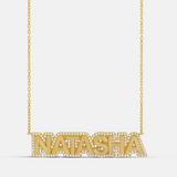 Personalized Fluted Pave Outline Name Necklace
