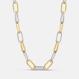 10mm Two Tone Oval Paper Clip Necklace