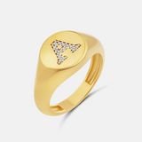 Personalized Pave Signet Initial Ring