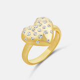 Scattered Stone Puffy Heart Ring