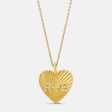 Personalized Fluted Pave Heart Initial Charm Necklace