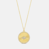 Fluted Round Evil Eye Medallion Necklace