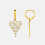Pave Heart Drop Earrings