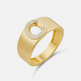 Personalized Wide Pave Initial Cut Out Ring