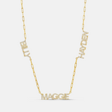 Personalized Pave Multi Name Paper Clip Necklace