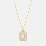 Square Pave Medallion Necklace