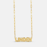 Personalized Bubble Letter Name on Paper Clip Chain Necklace