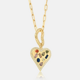 Multi Shape Heart Pendant Necklace With Charm Connector
