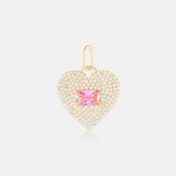 Pave Heart & Stone Charm