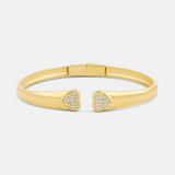 Open Pave Heart Hinge Bangle