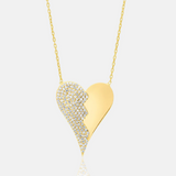 Half Pave Heart Necklace