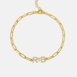 Personalized Pave Initial and Heart Bracelet
