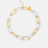 10mm Two Tone Oval Paper Clip Bracelet